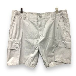 Nautica Mens 6.5” Flat Front Chino Rip-Tear Cargo Shorts, Gray, size 38W